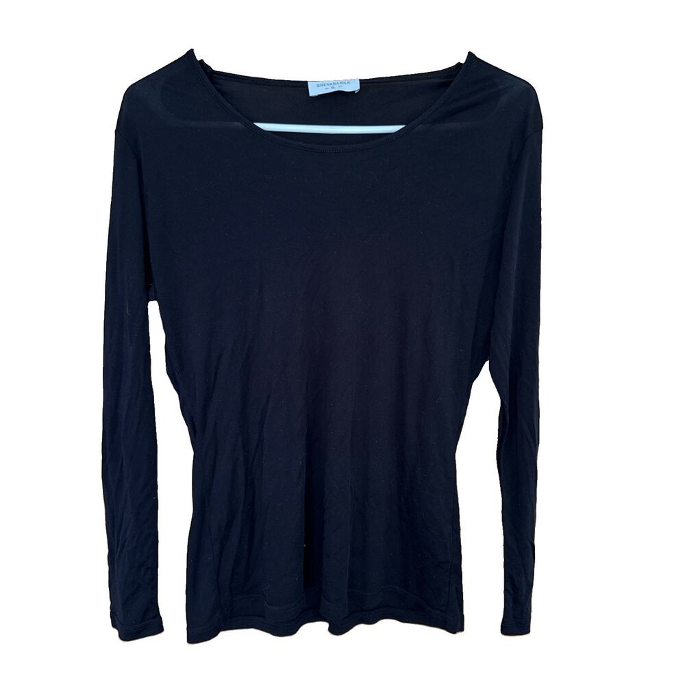 Grenasa Silk Women’s Criss Cross Black Long Sleeve Size XL 100% Silk
